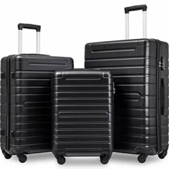 SSLine 3 Piece Luggage Sets Suitcase,Expandable ABS Lightweight Hardshell Spinner Wheel 3 Piece Set Travel Bag With TSA Lock 20/24/28 Inch (Black) -TRAVELPRO Sales 41FzxnJ3AZL