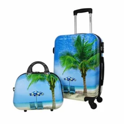 World Traveler Palm Tree Hardside 2-Piece Carry-On Spinner Luggage Set, One_Size