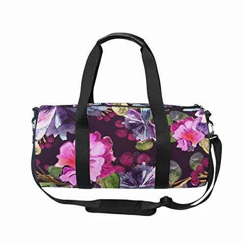 Duffel Bag Watercolor Purple Floral Women Garment Gym Tote Bag Best Sports Bag For Boys 4 Duffel Bag Watercolor Purple Floral Women Garment Gym Tote Bag Best Sports Bag For Boys - Image 4