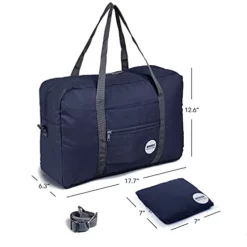 Wandf Foldable Travel Duffel Bag Luggage Sports Gym Water Resistant Nylon (D-Dark Blue With Strap) -TRAVELPRO Sales 41H34KqQglS