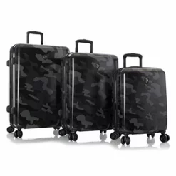 Heys Black Camo 3pc Spinner Luggage Set (Black)