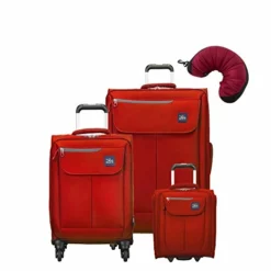 Skyway Mirage 2.0 | 4-Piece Set | 16" Underseater, 20" And 28" Expandable Spinners, Travel Pillow (True Red)
