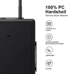 LEVEL8 Luminous Textured Medium Checked Luggage, 24” Hardshell Suitcase, Lightweight PC Textured Hardside Spinner Trolley For Luggage, TSA Approved Checked Luggage With 8 Spinner Wheels, Black, 24-Inch Checked-In -TRAVELPRO Sales 41HnoNoFf9L