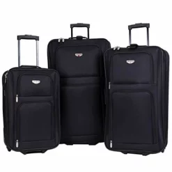 Travelers Club Genova Expandable Luggage Set, Black, 3 Piece