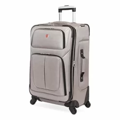 SwissGear Sion Softside Expandable Luggage, Pewter, Checked-Medium 25-Inch