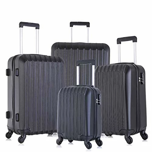 4 Piece Luggage Sets With Spinner Wheels Travel Suitcase Hard-shell Lightweight 16" 20" 24" 28" (4 PCS LM Black) 1 4 Piece Luggage Sets With Spinner Wheels Travel Suitcase Hard-shell Lightweight 16" 20" 24" 28" (4 PCS LM Black)