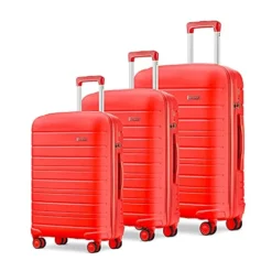 JOYWAY 3 Pcs Luggage Set Hardside Lightweight Spinner Suitcase With TSA Lock… (red)