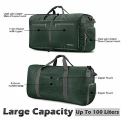 Gonex 100L Foldable Travel Duffel Bag For Luggage Gym Sports, Lightweight Travel Bag With Big Capacity, Water Repellent (Dark Green) -TRAVELPRO Sales 41KP7KXf0rL