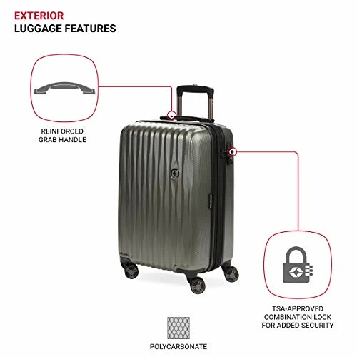 SwissGear 7272 Energie Hardside Luggage Carry-On Luggage With Spinner Wheels & TSA Lock, Olive, 19” 6 SwissGear 7272 Energie Hardside Luggage Carry-On Luggage With Spinner Wheels & TSA Lock, Olive, 19” - Image 6