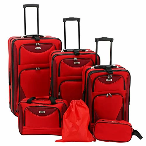 Travelers Club Skyview II Softside Luggage Set, Red, 6-Piece 1 Travelers Club Skyview II Softside Luggage Set, Red, 6-Piece