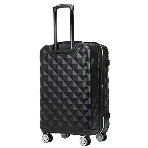 Kenneth Cole Reaction Diamond Tower Luggage Collection Lightweight Hardside Expandable 8-Wheel Spinner Travel Suitcase, Black, 24-Inch Checked 4 Kenneth Cole Reaction Diamond Tower Luggage Collection Lightweight Hardside Expandable 8-Wheel Spinner Travel Suitcase, Black, 24-Inch Checked - Image 4