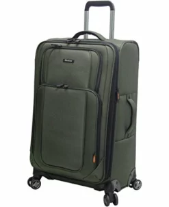 Pathfinder Presidential Designer Luggage Collection - Expandable 29 Inch Softside Bag - Durable Large Lightweight Checked Suitcase With 8-Rolling Spinner Wheels (Olive)
