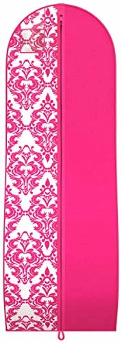 Gusseted Gown Garment Bag For Women’s Prom And Bridal Wedding Dresses - Travel Folding Loop, ID Window-72” X 24” With 10” Tapered Gusset - Fuchsia / White - By Your Bags 5 Gusseted Gown Garment Bag For Women’s Prom And Bridal Wedding Dresses - Travel Folding Loop, ID Window-72” X 24” With 10” Tapered Gusset - Fuchsia / White - By Your Bags - Image 5
