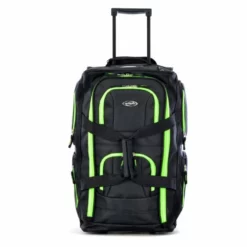 Olympia 8 Pocket Rolling Duffel Bag, Black/Lime, 22 Inch -TRAVELPRO Sales 41Q Q efFBL