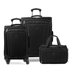 Travelpro Runway 3 Piece Luggage Set, Carry On UnderSeat Luggage Soft Tote, Carry-on & Convertible Medium To Large 28-Inch Check-in Expandable Luggage, 4 Spinner Wheels, Softside Suitcase, Black