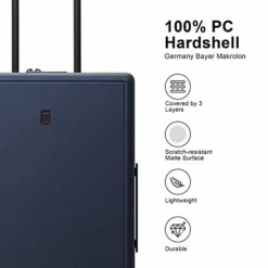LEVEL8 Elegance Matte Carry-On Luggage, 20” Hardside Suitcase, Lightweight PC Matte Hardshell Spinner Trolley For Luggage, TSA Approved Cabin Luggage With 8 Spinner Wheels-Navy Blue, 20-Inch Carry-On -TRAVELPRO Sales 41Rovn9zXvL