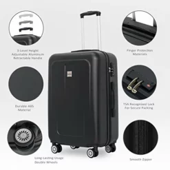 Ceilo ABS Hardside Luggage Sets With USB Interface Laptop Pocket,Lightweight Carry On Suitcase With TSA Lock&360°Spinner Wheels,Black,3-Piece Travel Luggage Set (20/24/28) -TRAVELPRO Sales 41RrF5rgYNL
