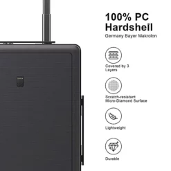 LEVEL8 Luminous Textured Medium Checked Luggage, 24” Hardshell Suitcase, Lightweight PC Textured Hardside Spinner Trolley For Luggage, TSA Approved Checked Luggage With 8 Spinner Wheels, Dark Grey, 24-Inch Checked-In -TRAVELPRO Sales 41SA OzY5TL