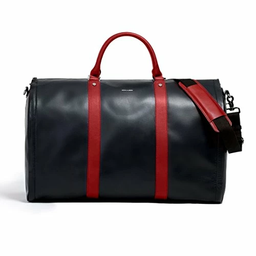 Project 11 Garment Weekender Black Leather With Red Accents Bag By Hook & Albert 1 Project 11 Garment Weekender Black Leather With Red Accents Bag By Hook & Albert