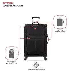SwissGear 4010 Softside Luggage With Spinner Wheels, Black, Checked-Medium 23-Inch -TRAVELPRO Sales 41TANYmdliL