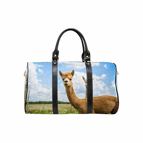 InterestPrint Weekender Bag Overnight Carry-on Tote Duffel Bag Two Friendly Curios Brown And White Alpacas 2 InterestPrint Weekender Bag Overnight Carry-on Tote Duffel Bag Two Friendly Curios Brown And White Alpacas - Image 2