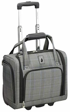 London Fog Knightsbridge II 15" 2-Wheel Under The Seat Bag, Grey Sapphire Plaid