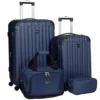 Travelers Club Midtown Hardside 4-Piece Luggage Travel Set, Navy Blue