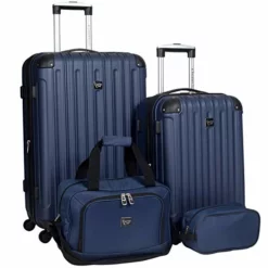 Travelers Club Midtown Hardside 4-Piece Luggage Travel Set, Navy Blue
