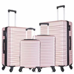 Apelila 4 Piece TSA Hardshell Luggage Sets,Expandable Travel Suitcase,Carry On Luggage With Spinner Wheels Free Cover&Hanger Inside (Rose Gold)