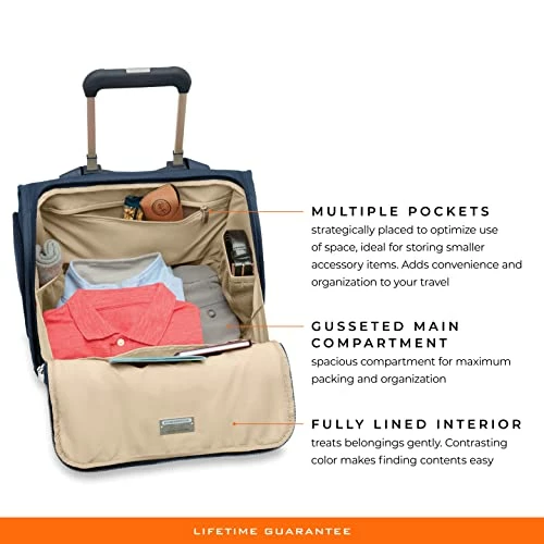 Briggs & Riley 2-Wheel Cabin Bag, Navy 12 Briggs & Riley 2-Wheel Cabin Bag, Navy - Image 12