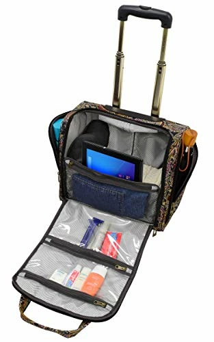 London Fog Cranford 15" Under The Seat Bag, Black Gold Plum Paisley 2 London Fog Cranford 15" Under The Seat Bag, Black Gold Plum Paisley - Image 2