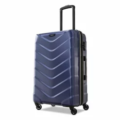 American Tourister Arrow Expandable Hardside Luggage, Navy, Checked-Medium 24-Inch