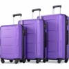 Merax Luggage Set Expandable 3 Piece Sets With TSA Lock, Lightweight Hardside Luggage With Spinner Wheels (Purple)