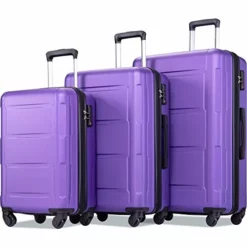 Merax Luggage Set Expandable 3 Piece Sets With TSA Lock, Lightweight Hardside Luggage With Spinner Wheels (Purple)