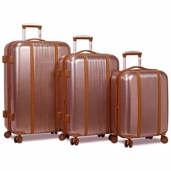 Dejuno Monroe New Generation 3-Piece Hardside Spinner TSA Lock Luggage Set, Rose Gold, One Size