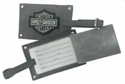 Harley Davidson Harley-Davidson Bar & Shield Belted Luggage Tags, Gray Leather 99301-GRAY