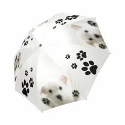 Funny Puppy Dogs And Paws Windproof Auto Open And Close Folding Umbrella, Cute Lightweight Outdoor Travel Sun And Rain Umbrella
