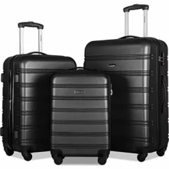 Merax Expandable Luggage Sets With TSA Locks, 3 Piece Lightweight Spinner Suitcase Set (Black2020)