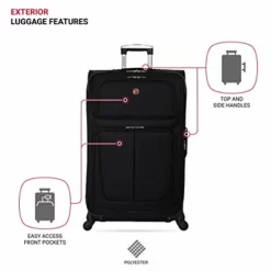 SwissGear Sion Softside Luggage With Spinner Wheels, Black, Checked-Large 29-Inch -TRAVELPRO Sales 41Y wFS NSL