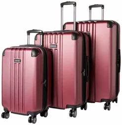 Kenneth Cole Reaction Reverb Hardside 8-Wheel 3-Piece Spinner Luggage Set: 20" Carry-on, 25", 29", Raspberry