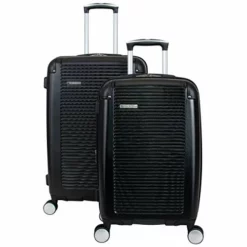 Ben Sherman Norwich Luggage Collection Lightweight Hardside Pet Expandable 8-Wheel Spinner Travel Suitcase Bag, Midnight Black, 2-Piece Set (20"/24")