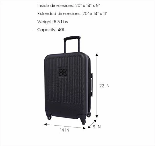 Sherpani Meridian, 22 Inch Travel Hardside Luggage, Durable Hardshell Luggage, Expandable Suitcases With Wheels, Rolling Luggage Carry On, Lightweight Carry On Luggage With Spinner Wheels (Black) 3 Sherpani Meridian, 22 Inch Travel Hardside Luggage, Durable Hardshell Luggage, Expandable Suitcases With Wheels, Rolling Luggage Carry On, Lightweight Carry On Luggage With Spinner Wheels (Black) - Image 3