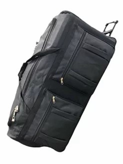 Gothamite 36-inch Rolling Duffle Bag With Wheels | Luggage Bag | Hockey Bag | XL Duffle Bag With Rollers | Heavy Duty 1200D Polyester (Black)