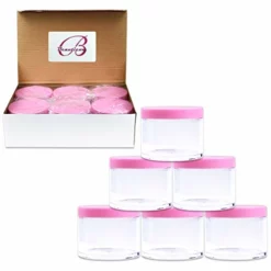 Beauticom 4 Oz. (120g/120ML, Quantity: 6 Pieces) Thick Wall Round Leak Proof Clear Acrylic Jars W/Lids For Beauty, Cream (6 Pieces (6 Jars + Lids Together), PINK)
