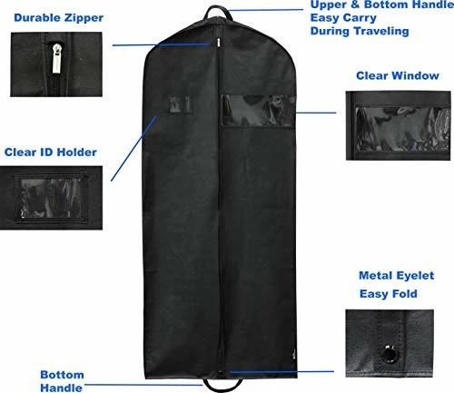Simplehousware 60-Inch Heavy Duty Garment Bag For Suits, Tuxedos, Dresses, Coats 5 Simplehousware 60-Inch Heavy Duty Garment Bag For Suits, Tuxedos, Dresses, Coats - Image 5