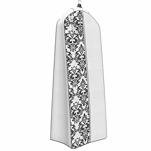 Women’s Dress And Gown Garment Bag - 72”x24” - 20” Tapered Gusset, Black And White Damask 2 Women’s Dress And Gown Garment Bag - 72”x24” - 20” Tapered Gusset, Black And White Damask - Image 2