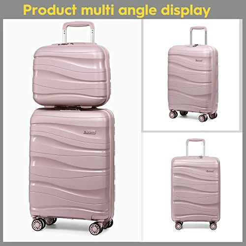Melalenia Luggage Carry On Suitcase, PP Material Suitcase With Spinner Wheels,TSA Luggage Locks 22x14x9 Airline Approved (Nude Pink) 2 Melalenia Luggage Carry On Suitcase, PP Material Suitcase With Spinner Wheels,TSA Luggage Locks 22x14x9 Airline Approved (Nude Pink) - Image 2