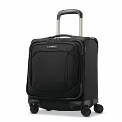 Samsonite Lineate Underseat Carry On Boarding Bag With Spinner Wheels, Obsidian Black