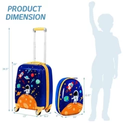 Goplus Kids Luggage Set, 12" & 18" Kids Carry On Luggage Set, Multi-directional Wheels Suitcase, Large Capacity Rolling Trolley Suitcase, Gift For Boys And Girls Toddlers Children Travel (Universe) -TRAVELPRO Sales 41de1pBFUVL