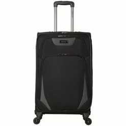 Kenneth Cole Reaction Going Places 24" 600d Polyester Expandable 4-Wheel Spinner Checked Luggage, Black